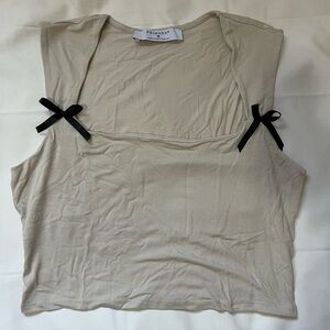 Primark Tan Muscle Tee with Sailor Collar and Cut Out
